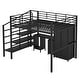 preview thumbnail 5 of 15, Multifunctional Design Metal Loft Bed With Table Set, Storage Stairs and Wardrobe, Full Size, Black