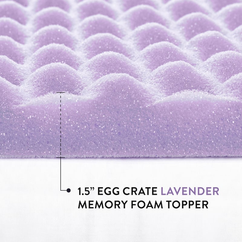 1.5 Inch Lavender Egg Crate Memory Foam Mattress Topper
