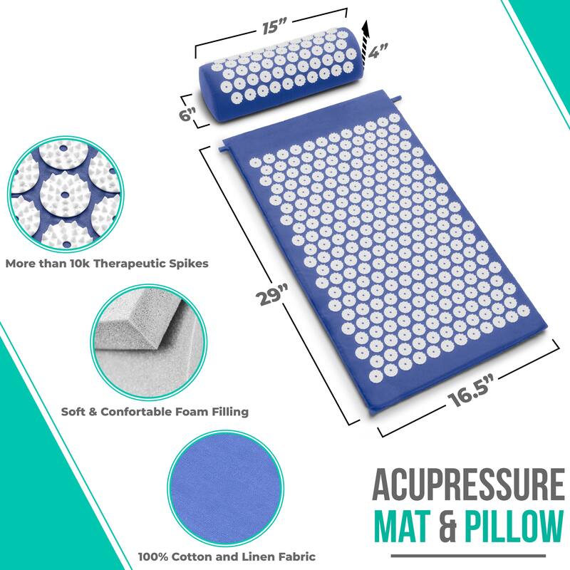 Sivan Health And Fitness Deluxe Acupressure Mat & Pillow Combo Set