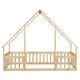preview thumbnail 12 of 52, Wood House-Shaped Twin Floor House Bed with Fence,Guardrails,Kids and Baby