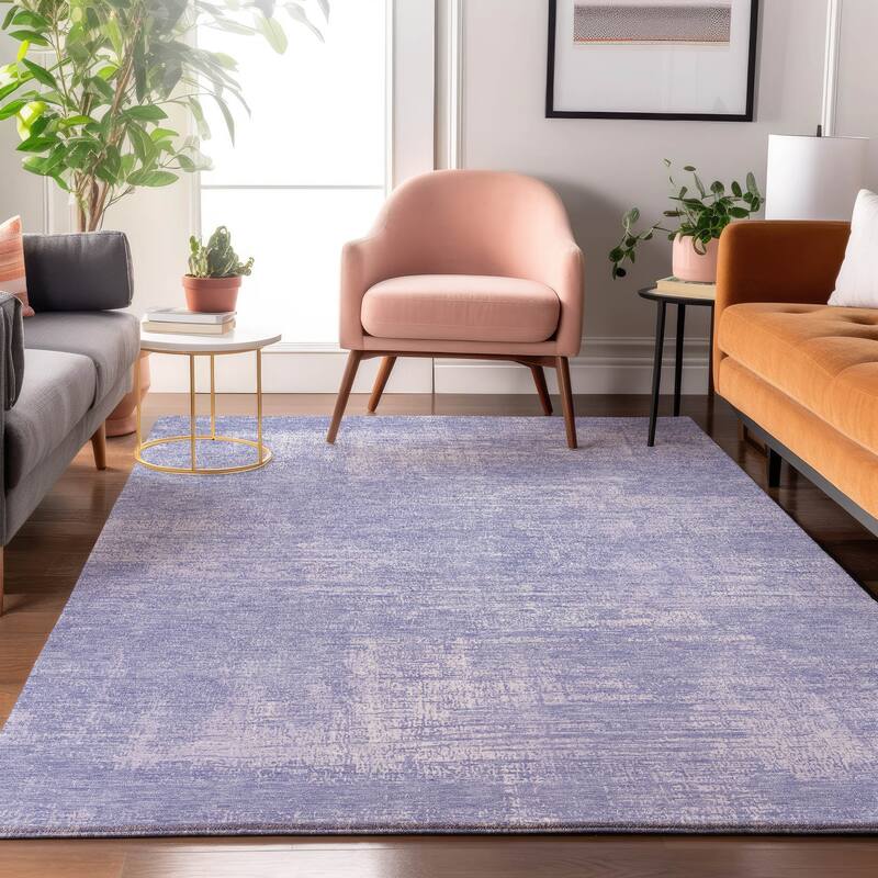 Premium Washable Super Soft Solid Chic Mayfield Rug - Lavender - 3' x 5' - Rectangle