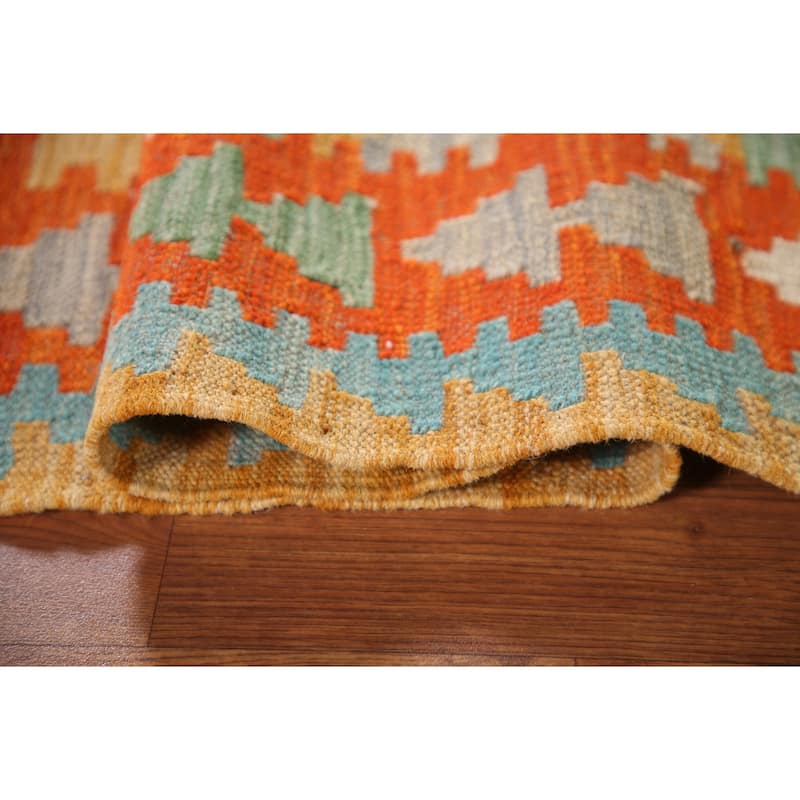 Southwestern Kilim Oriental Area Rug Flatweave Wool Carpet - 3'2"x 5'0"