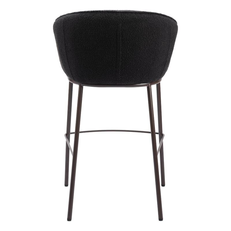 HomeRoots 30" Black And Bronze Shearling And Steel Bar Height Bar Chair