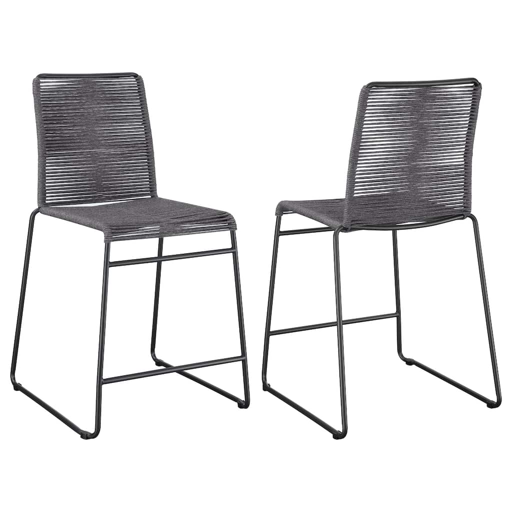 Jerome Woven Rope Metal Frame Chair Charcoal (Set of 2)