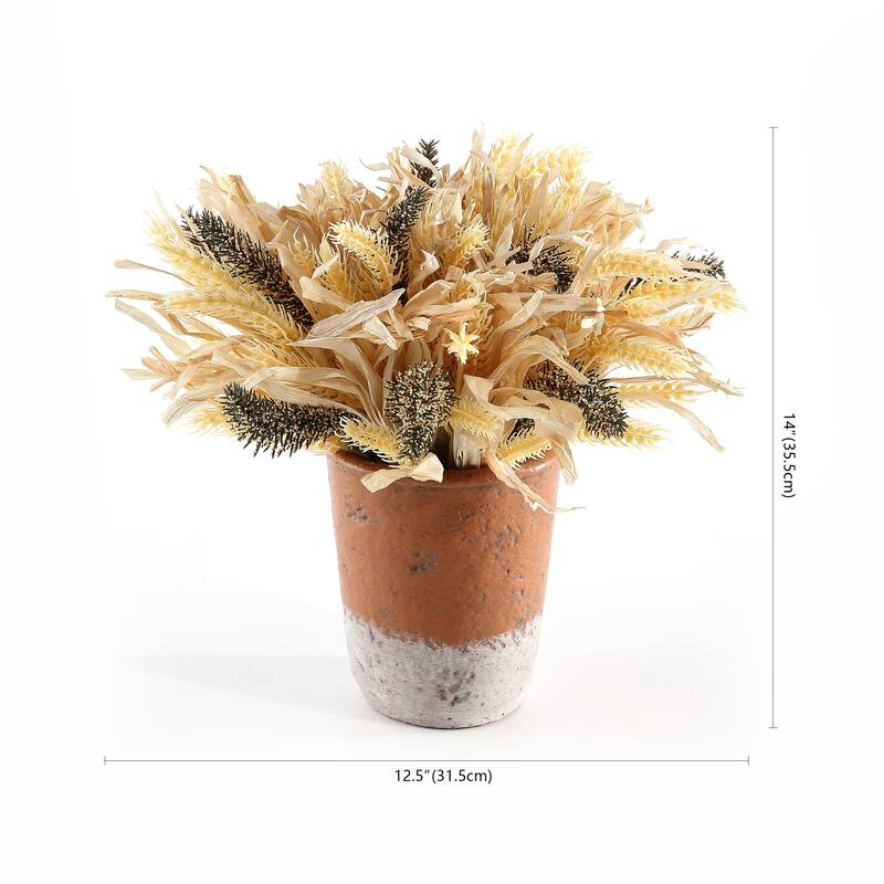 SAFAVIEH Kimberley Faux 14 Inch Wheat Eat Potted Arrangement - 13" W x 13" D x 14" H - 13Wx13Dx14H