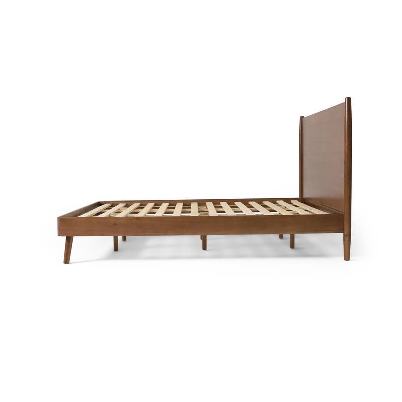 Classic Low Profile Platform Bed Wood Frame Bed Wingback Bed Slat Support Bed