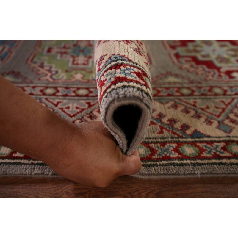 Gray Kazak Oriental Runner Rug Hand-Knotted Hallway Wool Carpet - 2'6" x 20'0"