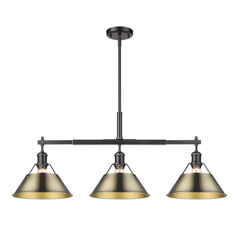 Yep by Golden Lighting Orwell 3-light Island Light in Matte Black and Aged Brass shade