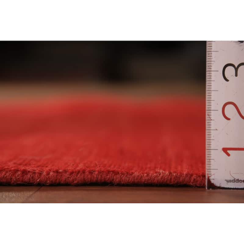 Red Gabbeh Rug Hand-Knotted Oriental Wool Carpet - 3'9" x 5'8"