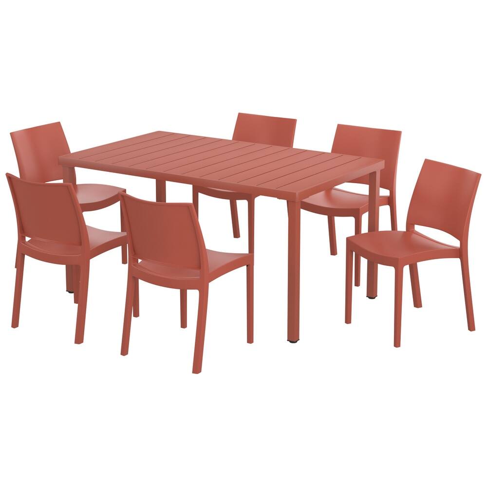 Frond and Form 6-Person Outdoor Rectangular Dining Set
