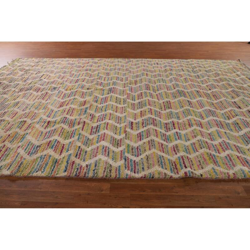 Moroccan Oriental Large Area Rug Hand-Knotted Wool Carpet - 9'4" x 14'10"