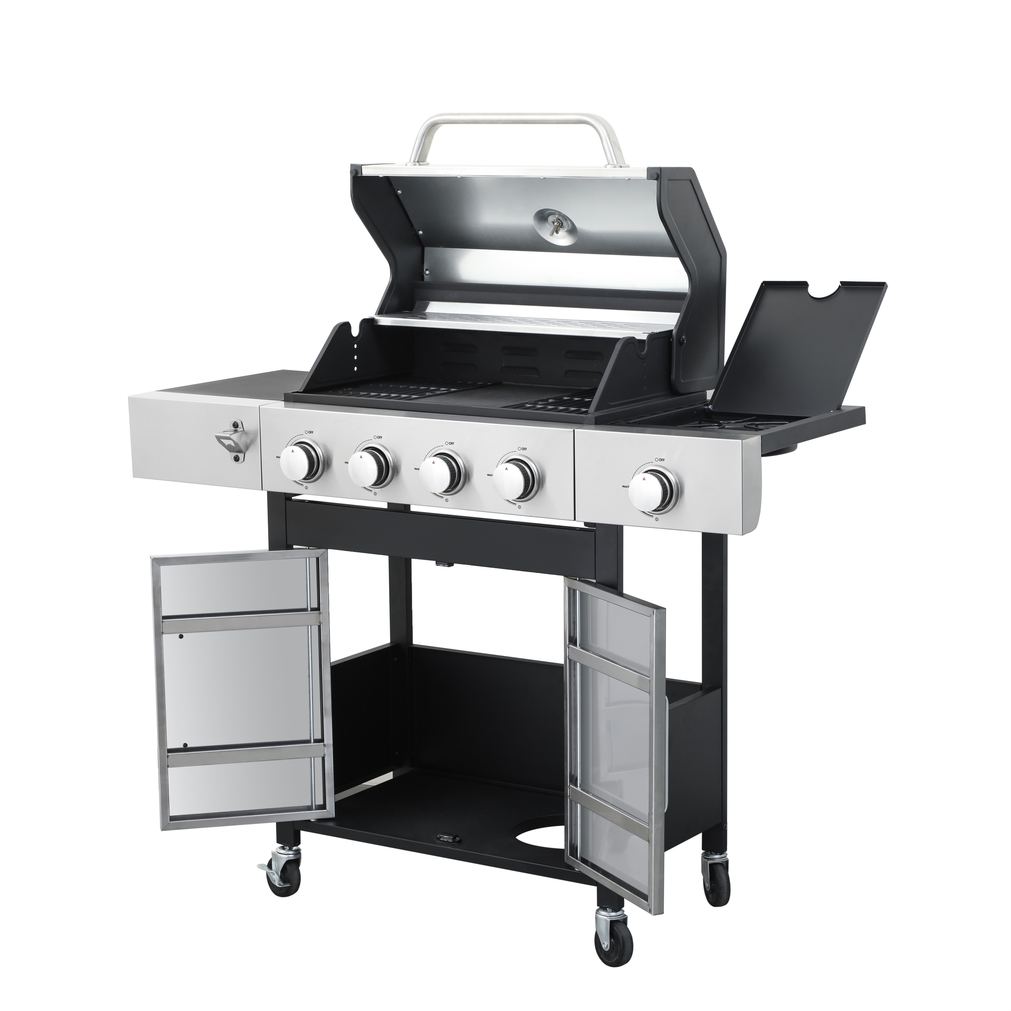 4 Burner Propane Gas BBQ Grill with Side Burner 46790BTU Output With Enameled Cast Iron Cooking Grids For Outdoor Barbecue Bed Bath Beyond 42078055