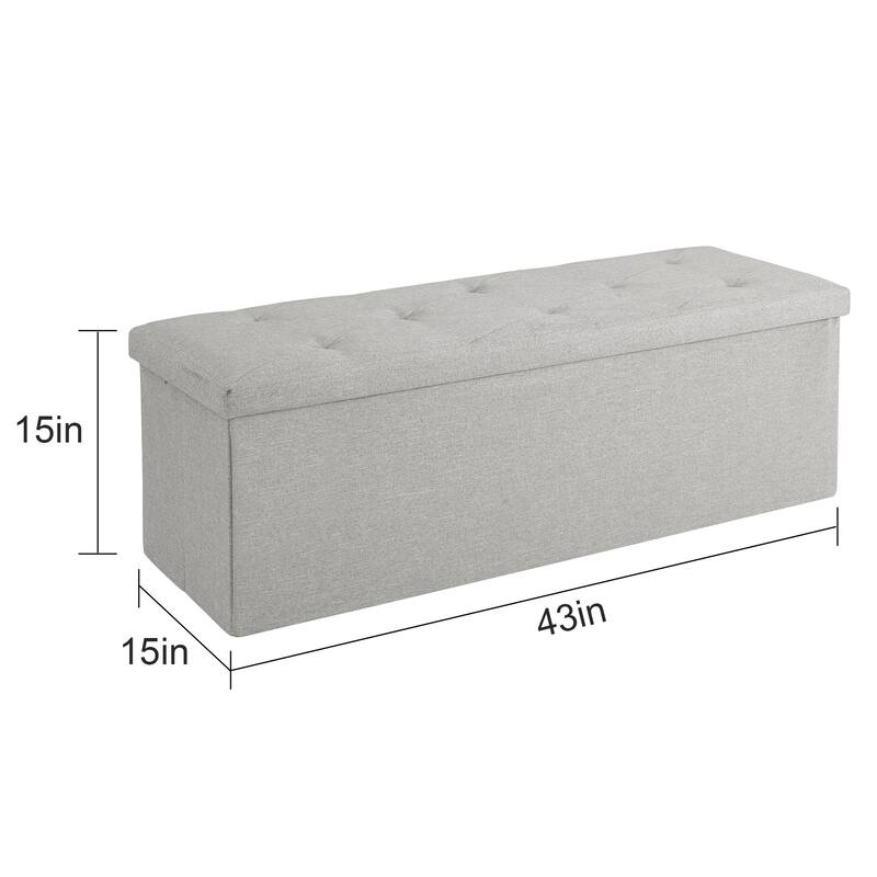 VECELO Set of 1 or 2 Foldable Storage Ottoman Bench 43" Fabric Ottoman with Lid Multi-Functional Folding Ottoman for Living Room