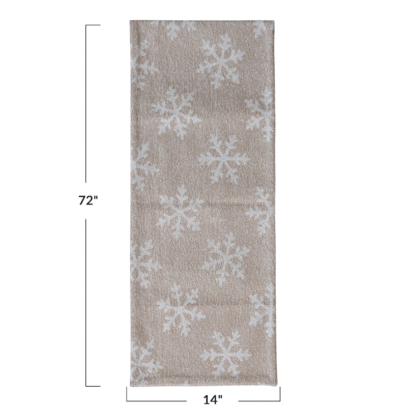 Woven Fabric Jacquard Table Runner with Snowflake Pattern
