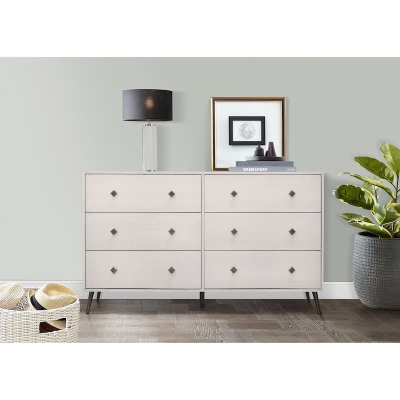 Clayfell Lattice 6 Drawer Dresser - Greyish Beige