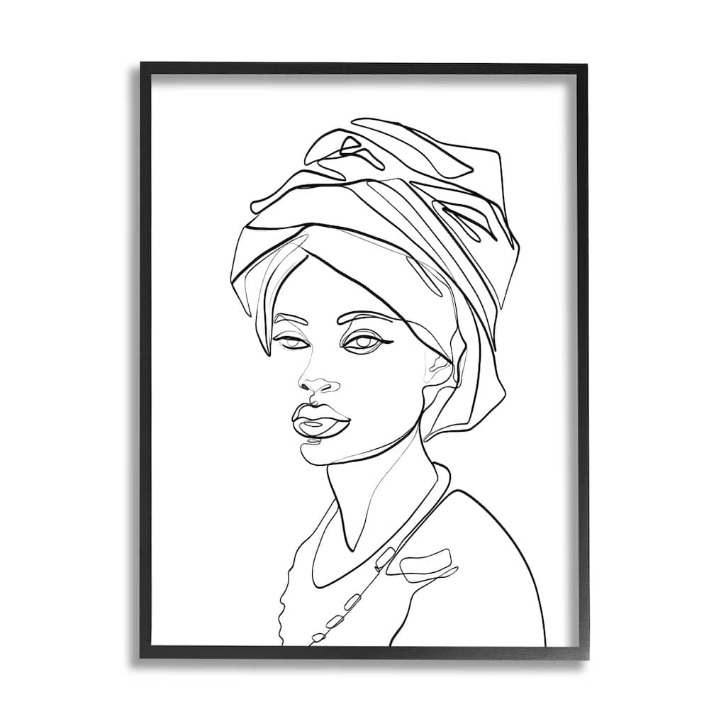 Stupell Woman Wearing Classic African Headwrap Fluid Line Abstraction Framed Wall Art