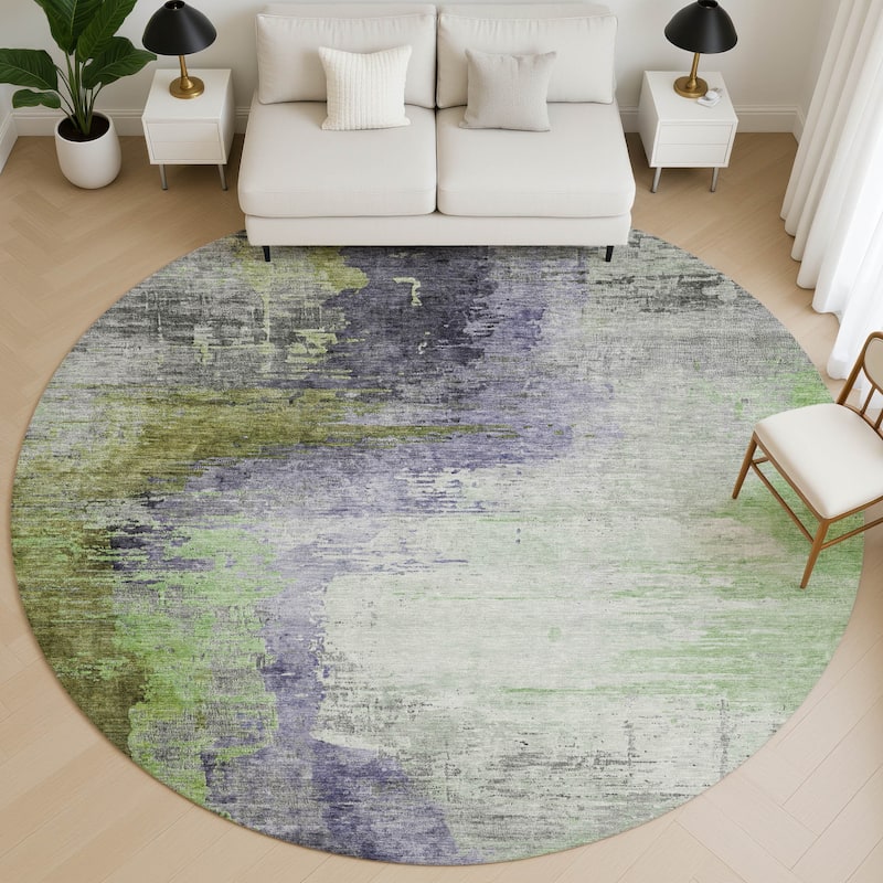 Premium Washable Super Soft Abstract Soid Mayfield Rug - Plum - 8' x 8'