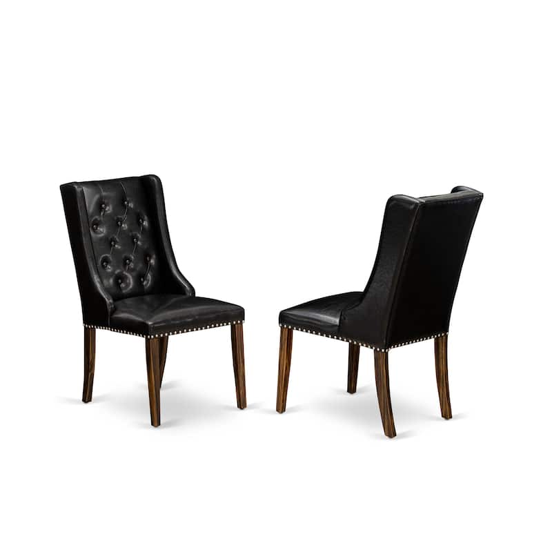 East West Furniture Parson Kitchen Chairs - Button Tufted Nailhead Upholstered Dining Chairs, Set of 2, (Finish & Upholstered)
