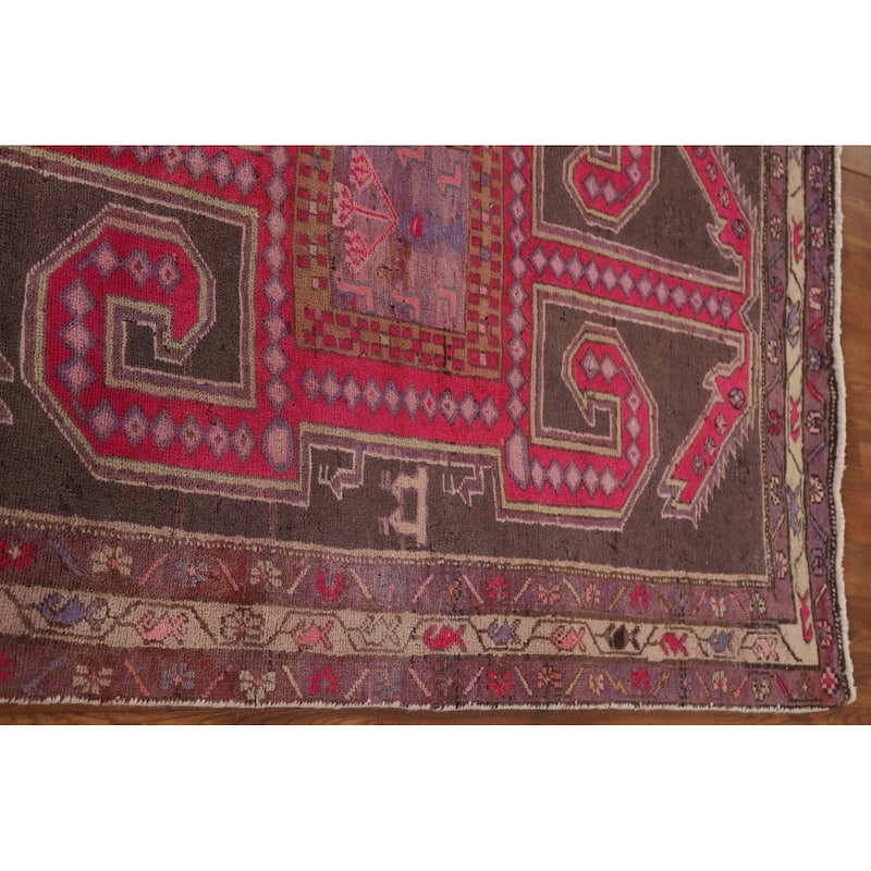 Hand-knotted Tribal Meshkin Persian Runner Rug Geometric Wool Carpet - 3'10" x 10'3"