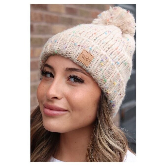 cream knit hat