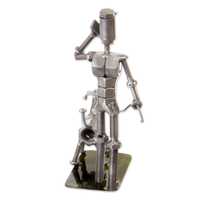 Novica Handmade Eco Walk Recycled Metal Sculpture