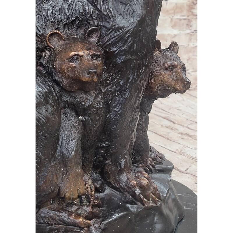 Mother Bear And Cubs - Bronze Metal Sculpture Statue Figure Signed Art Moigniez