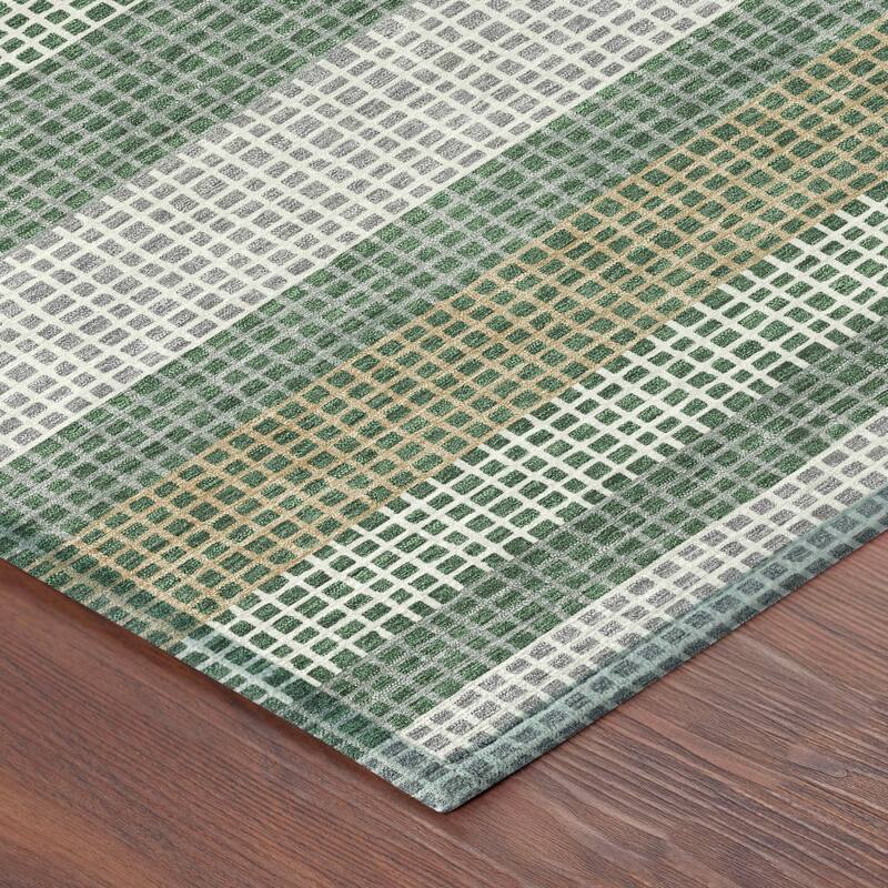Machine Washable Indoor/ Outdoor Cabana Stripe Chantille Rug
