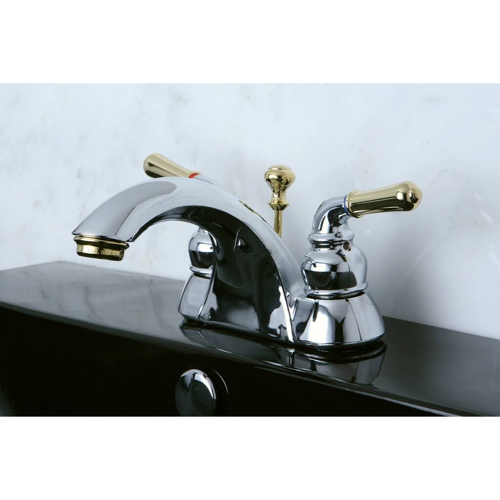Kingston Brass Naples 4 in. Centerset Bathroom Faucet in Polished Chrome/Polished Brass