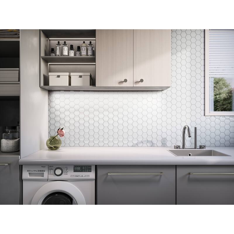 3" Beehive 10.25 in. x 11.75 in. Hexagon Glass Mesh-Mounted Mosaic Tile