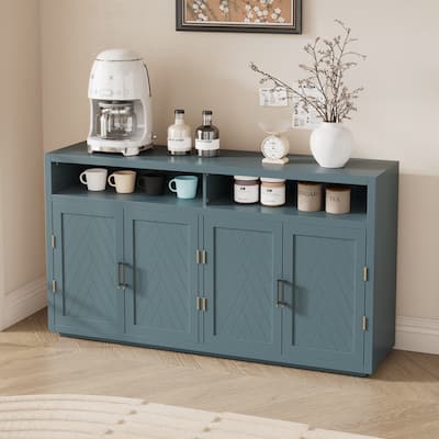 Retro Design Sideboard with Open Storage and Adjustable Shelves Perfect,Kitchen Storage Buffet Cabinet