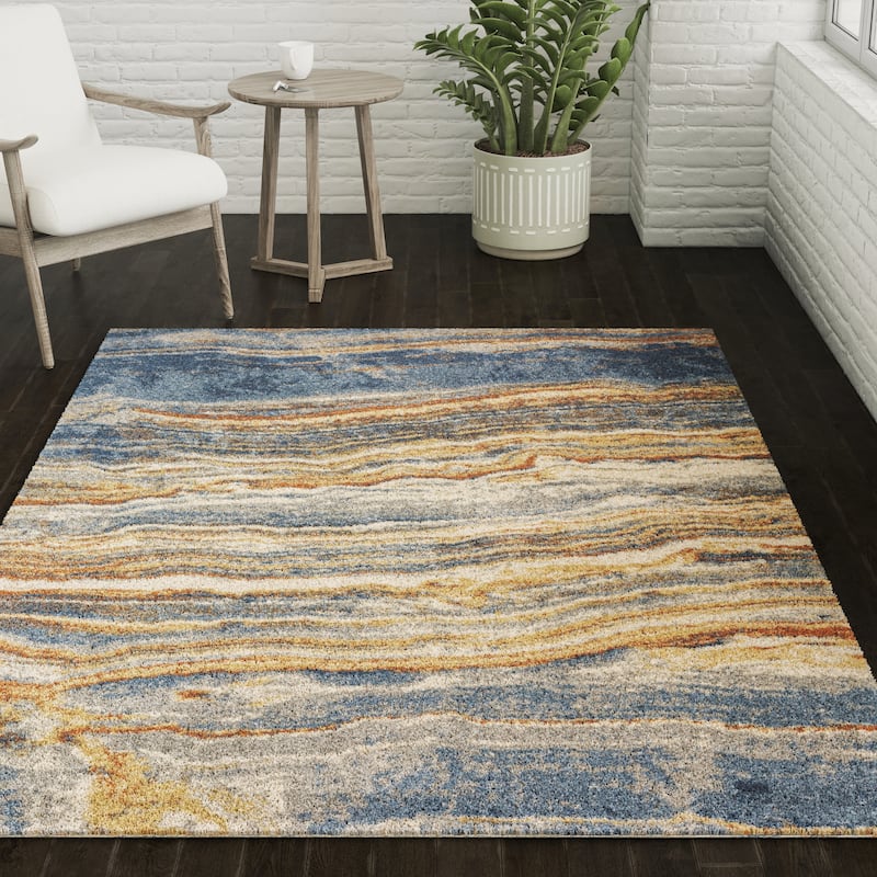 Addison Barkley Modern Blue Geo Rug - 8' x 10' - Rectangle