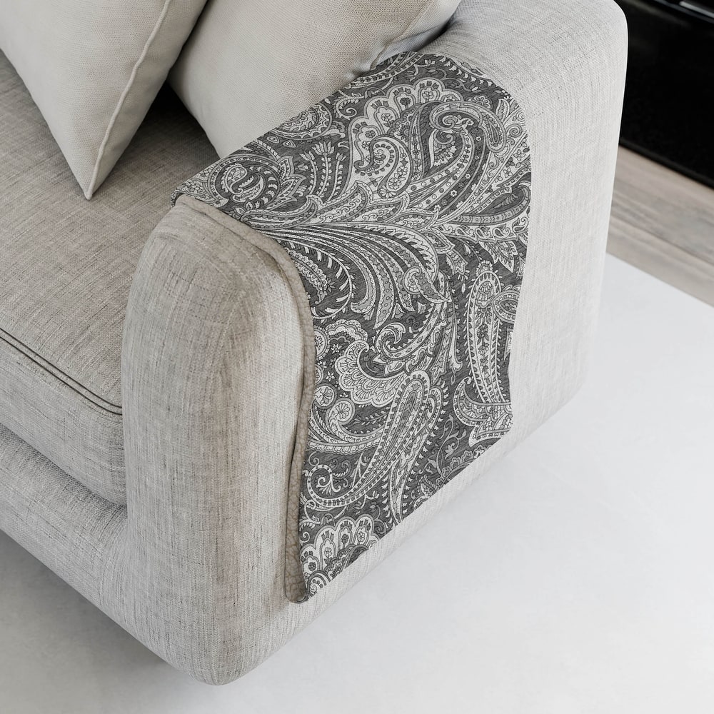 Premium Machine Washable Paisley Sherpa Throw Blanket