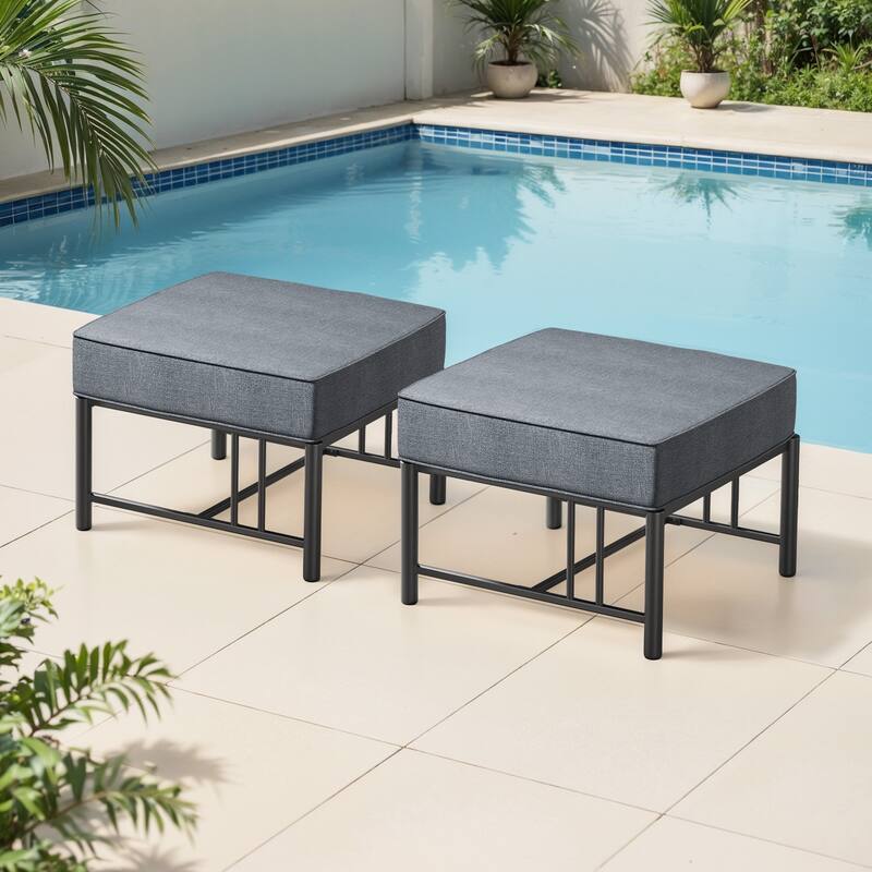Gymojoy Outdoor Ottoman with Olefin Cushion, Weather-Resistant Patio Footrest for Deck & Porch