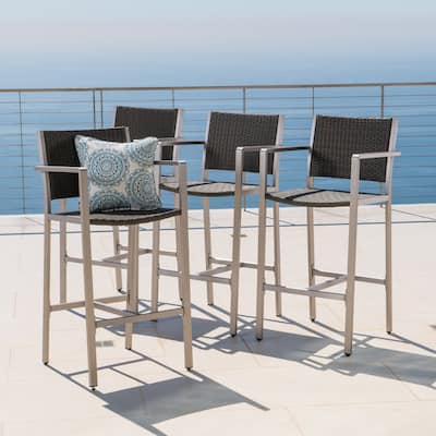 Cape Coral Outdoor Aluminum 30 Inch Barstools (Set of 4) by Christopher Knight Home