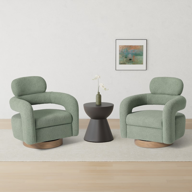 Bayville 29" Wide Sherpa Swivel Chair (Set of 2)