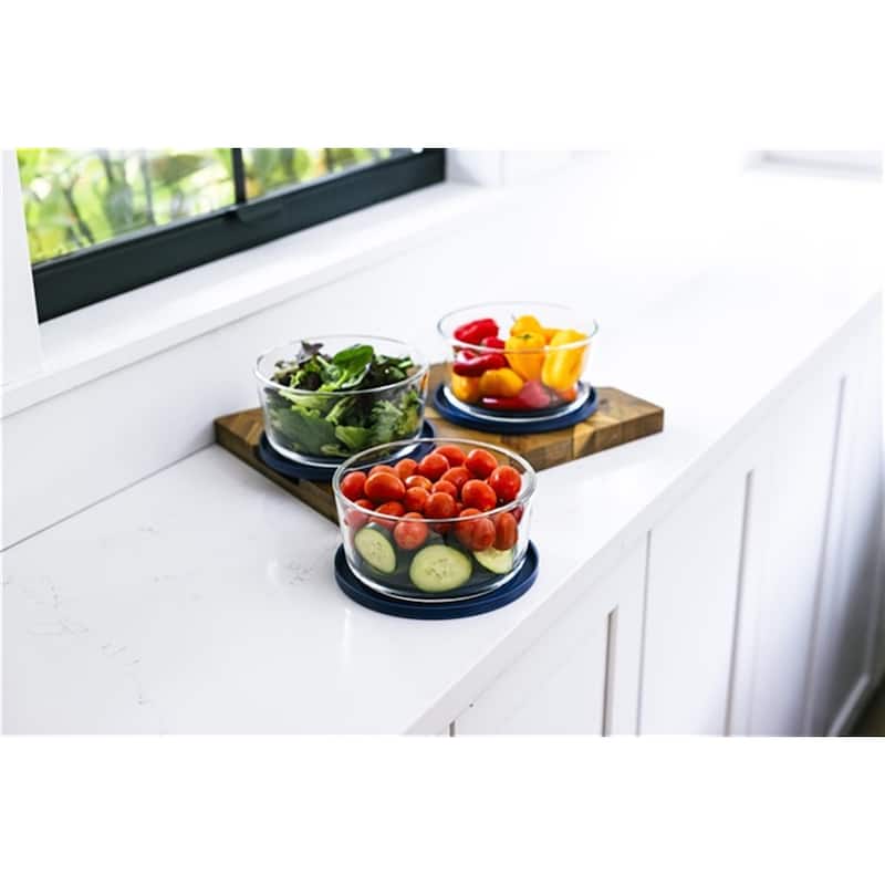 Glass Food Storage Containers Set - Round, 4-Cup (32oz) BPA-Free, Microwave & Oven Safe, Airtight Lids