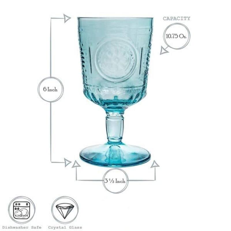 Bormioli Rocco Romantic 10.75oz All Purpose Stemware, Set of 4, Light Blue