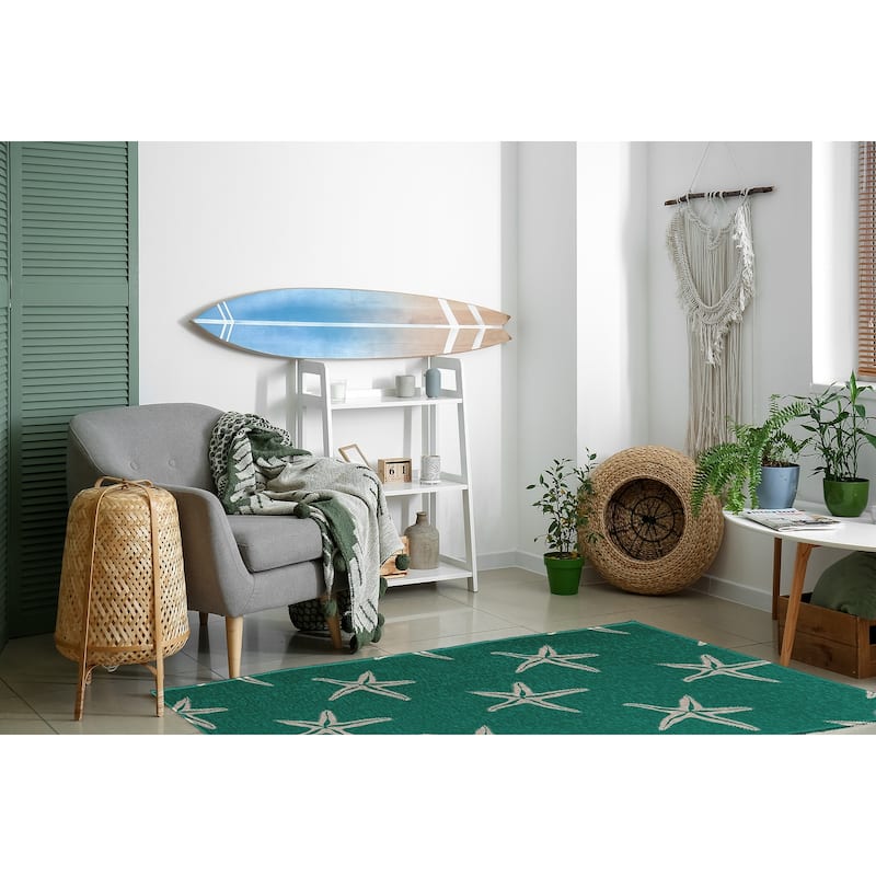Starfish Beach Style Chenille Area Rug