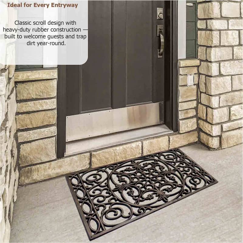 Gardenised Heavy Duty Coco Coir Doormat Non Slip PVC Baking Embossed Welcome Design Natural Coconut Fiber Floor Mat 18x30"