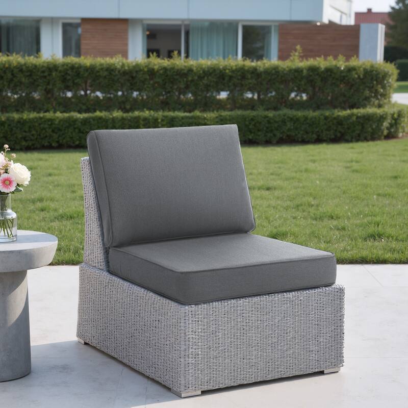 Sunbrella Indoor Outdoor Chair Cushion and Pillow - GRAY - Rectangular