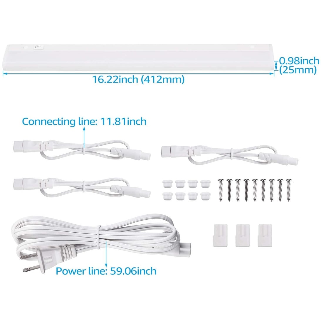 Warm White LED Light Strips (4-Pack) with Connecting Cables