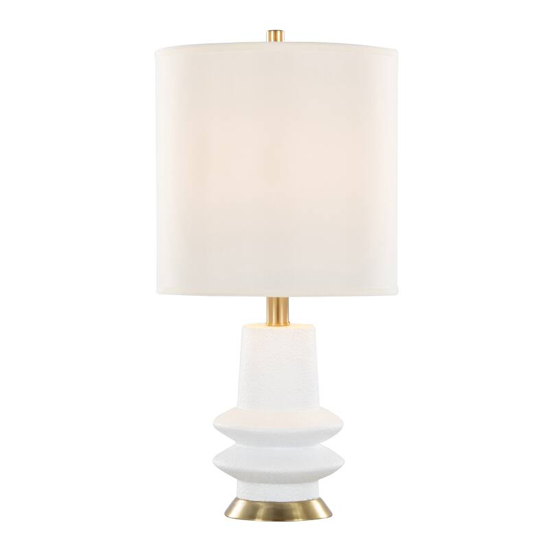Porch & Den Luna 26" Polyresin Table Lamp (Set of 2) - Matte White Polyresin/White Linen