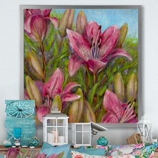 Designart "Vintage Pink Flowers Still Life" Traditional Framed Wall ...