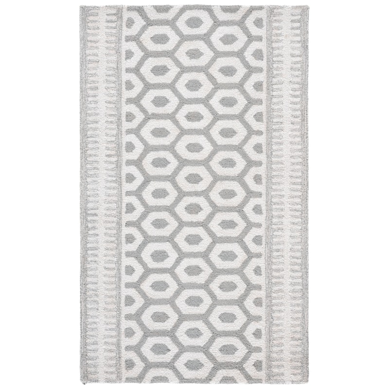 SAFAVIEH Handmade Capri Stoyana Modern Wool Rug - 4' x 6' - Ivory/Grey