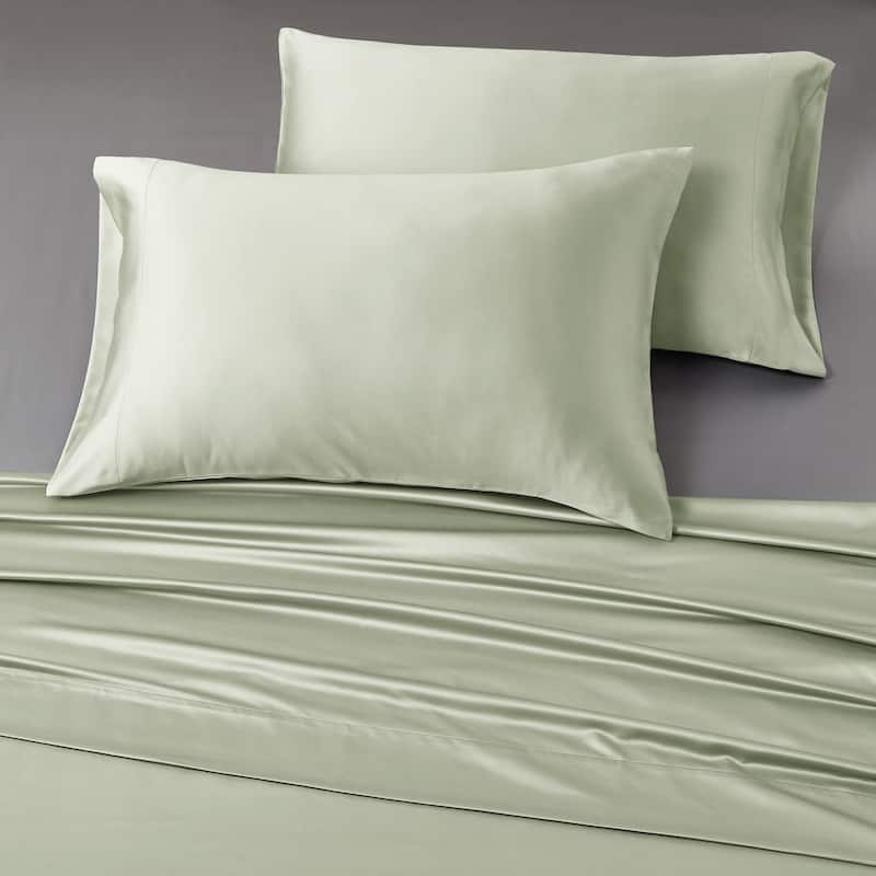Modern Threads 6-Piece Satin Sheet Set with Deep Pocket Fitted Sheet, 4 Pillowcases, and Organizer