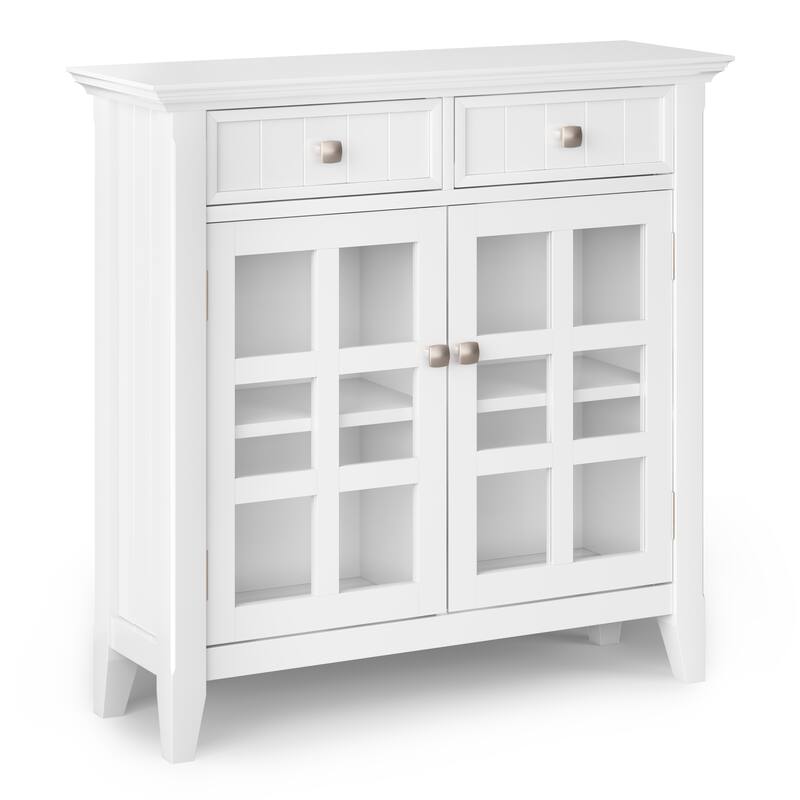 WYNDENHALL Normandy Solid Wood 36 inch Wide Small Storage Bench and 36 inch Wide Storage Cabinet
