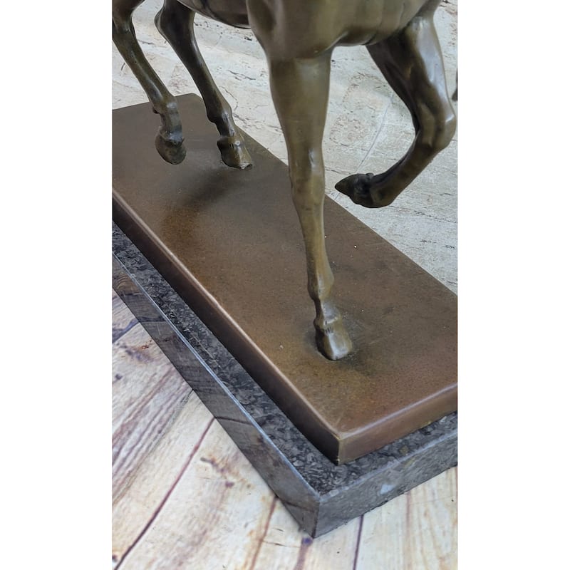 Extra Large Original Bronze Sculpture Imitative Horse Trots Stallion Marble Base Figurine