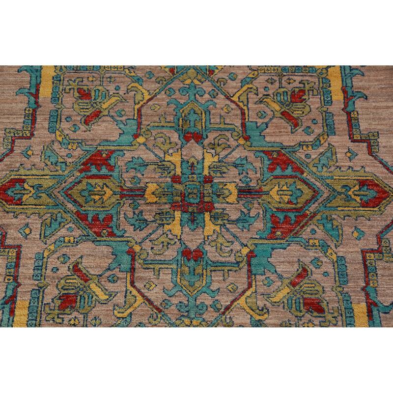 Brown Vegetable Dye Ziegler Oriental Area Rug Hand-Knotted Wool Carpet - 6'10"x 10'5"