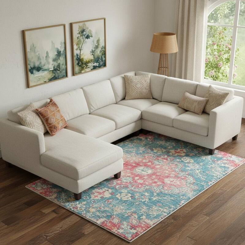 HomeRoots Medallion Traditional Rectangle Area Rug - 6' X 9'