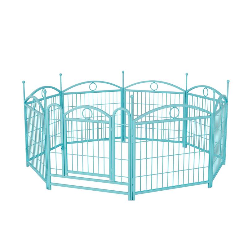 24" Dog Pen 8 Panel Dog Playpen Indoor Outdoor Metal Puppy Pet Fence Portable Folding Animal Exercise Fence